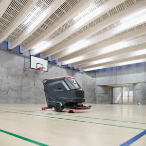 Viper AS7190TO orbital scrubber drier cleaning a sports hall
